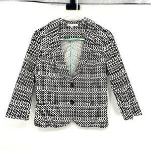 Cabi Black White Circle Print Cotton Blazer Women's Size 10